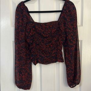 Floral Black and Red Women's Top